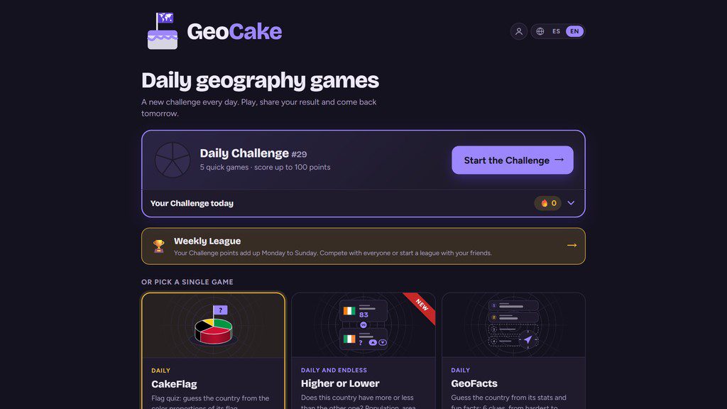 GeoCake：每天一轮的免费地理问答小游戏