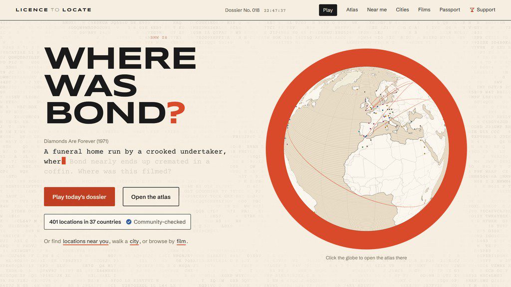 Licence to Locate：007 全片取景地地图