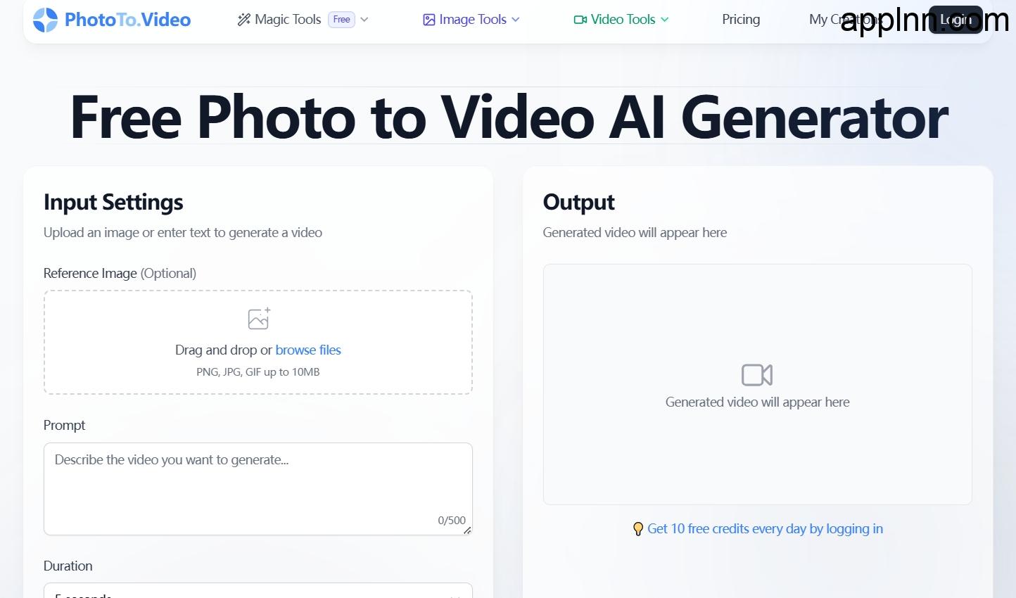 免费照片转视频 AI 生成器：PhotoToVideo
