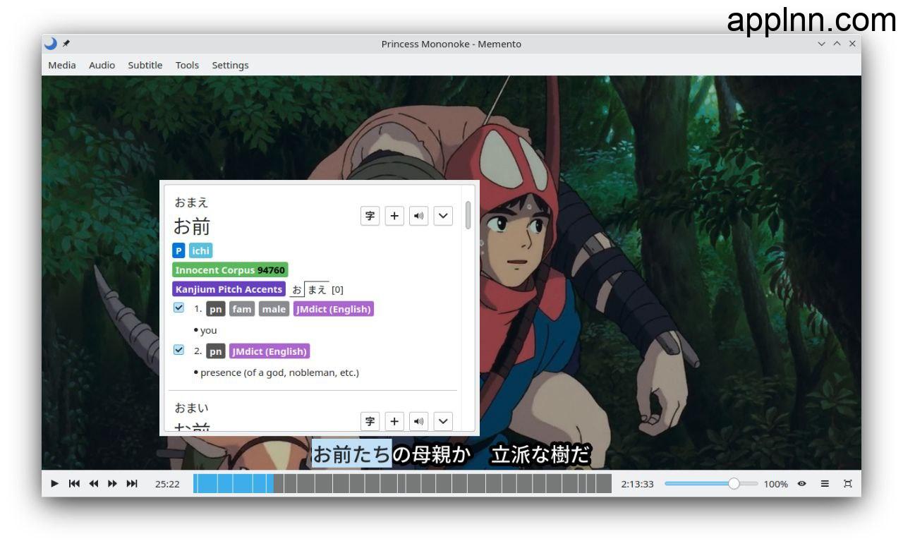 Memento ：基于 MPV 日语学习播放器