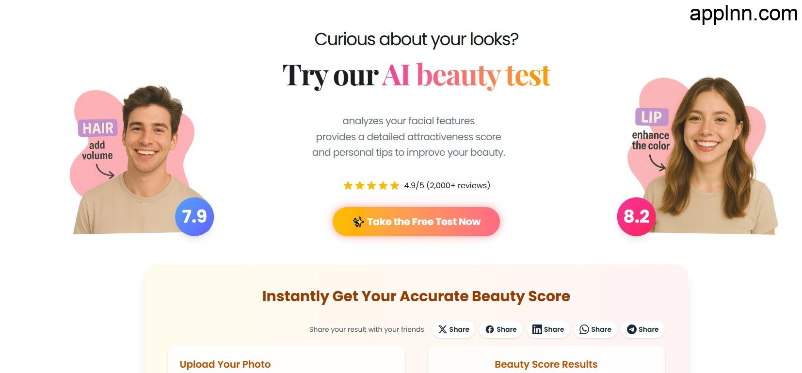 AI Beauty Test：您的在线AI美颜评分专家网站