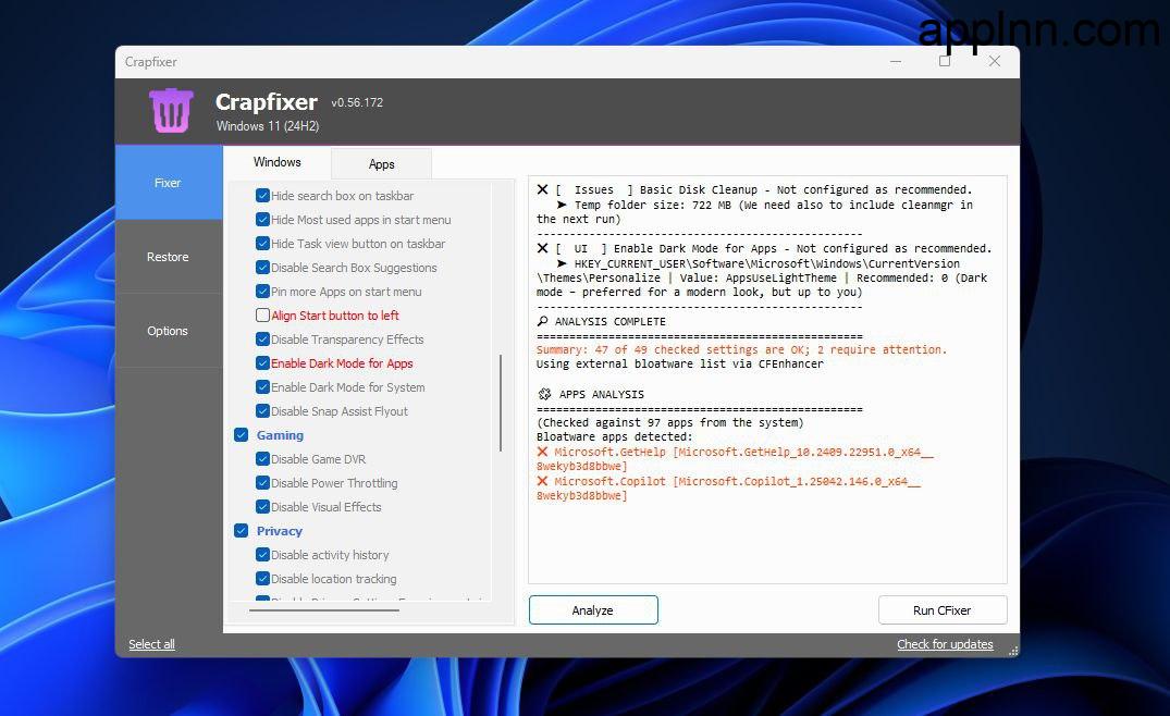 CrapFixer：Windows系统优化利器，清理臃肿，提升性能与隐私！