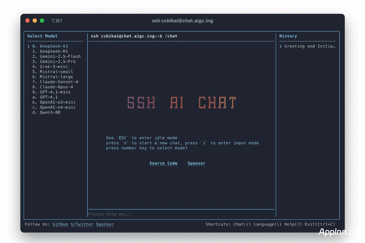 SSH AI Chat：命令行中的 AI 聊天工具