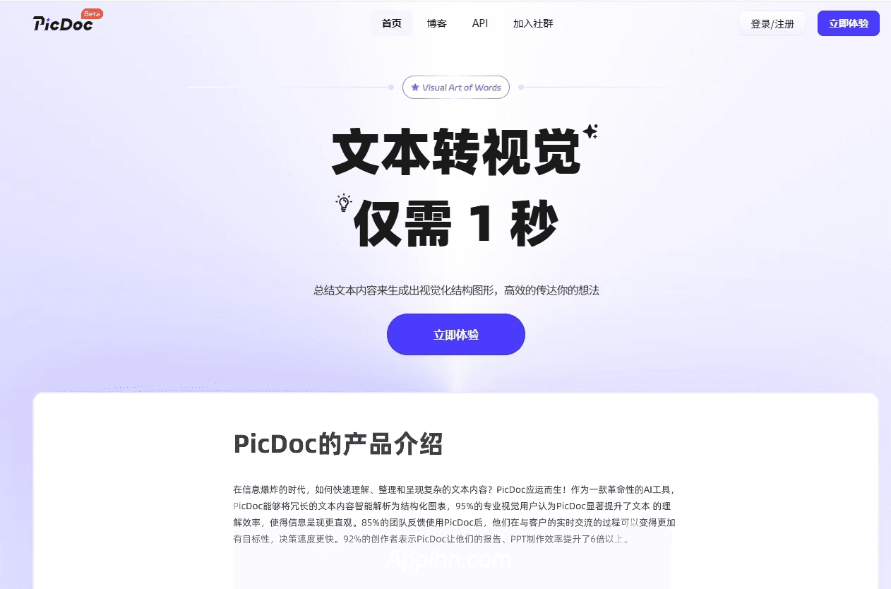 PicDoc：AI 驱动的文本与视觉创作工具网站